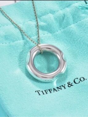 Tiffany & Co RARE 💯%Auth Frank Gehry Circle Tube Torque Necklace w/Pouch ✨EUC✨